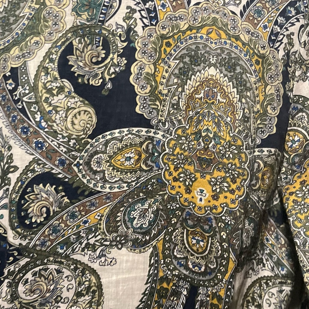 MAGASCHONI Oceanic Paisley 100% Linen Wrap Maxi Party Dress Size 6 Long Sleeve - Picture 13 of 13